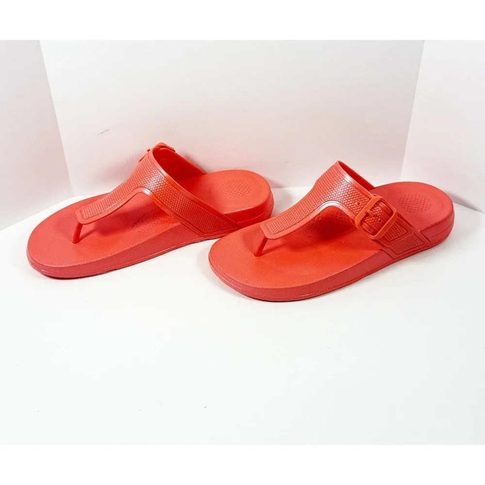 Fitflop Iqushion Buckle Thong Sandal Flip Flop Metallic Coral Beach Casual Sz 6 - Picture 4 of 12